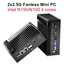 Intel N150 N100 Fanless Mini PC 2x2.5G LAN 2*COM NVMe DDR4 Industrial Mini Computer Firewall Router Home Server PfSense OPNsense