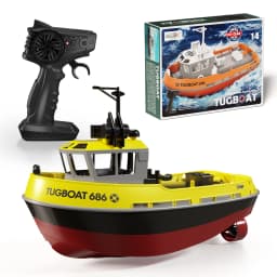 JIKEFUN 686 Rc Boat 2.4G 1/72 Powerful Dual Motor Long Range Wireless Electric Remote Control Tugboat Model Toys Birthday Gifts