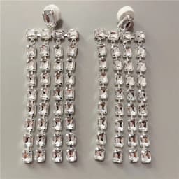 Long Tassel Big Drop Earrings Crystal Accessories for Women Oversize Exaggerate Dangle Earrings Wedding Jewelry Gifts