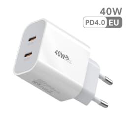 PD 40W Type C Charger Dual USB C Mobile Phone Charger EU/UK/US Plug Fast Charging Adapter For iPhone Xiaomi Samsung Huawei Phone