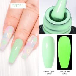 MEET ACROSS 7ml Orange Red Pink Gel Nail Polish Laser Sparkling Soak Off Semi Permanent Nail Art UV Gel Varnishes Spring Summer