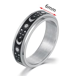 Fidget Spinner Anxiety Rings For Women Men Spinning Rotate Antistress Printing Stainless Steel Ring Accessories Trendy Jewelry