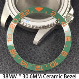 Sloping 38mm * 30.6mm Ceramic/Aluminum Bezel GMT and Diving Watch Insert Fits for 40mm Men's Watch Case Bezel Replacement Insert