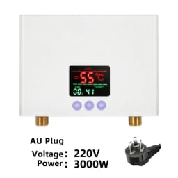 110V 220V Instant Water Heater Kitchen Bathroom Wall Mounted Electric Water Heater Hot Water Shower with LCD Temperature Display