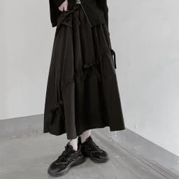 White High Waist A-Line Skirt Knot Pure Color Midi Skirt Korean Style Commute Summer New Arrival Slimming Versatile