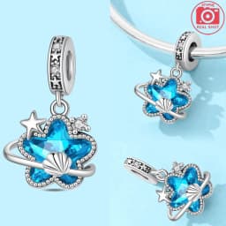 925 Sterling Silver Ocean Series Blue Turtle Starfish Shell Fit Original Bracelet Charms for Women diy Fine Jewelry Gifts