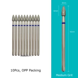 HYTOOS 10pcs/pack Cone Diamond Cuticle Bit 3*6mm Nail Drill Bits Manicure Drills Nails Accessories Tools