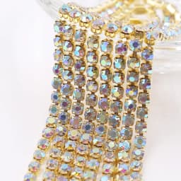 1 Yard Rhinestones Chain SS6- SS12 Gold Base Shine Crystals Stones Glue On Rhinestone Chain for Clothes Needlework Gems Crafts