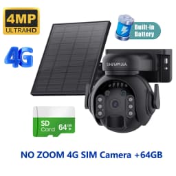 SHIWOJIA 12X Zoom 4G LTE Solar Security Camera 8MP Night Vision Dual-Lens Outdoor WiFi Solar Battery Camera PIR Human Detection