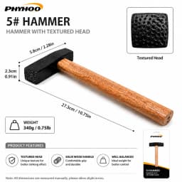 PHYHOO Professional Metal Texture Hammer for Jewelry Making Premium High Carbon Steel Texturing Craftsmith Tool with Wood Handle