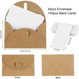 40pcs Blank Gift Card &40pcs Envelope with Heart Closure Vintage Blank Note Card Set Greeting Card for Wedding Party Invitation