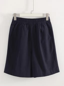 Summer White Bermuda Shorts For Women Loose A Line Lyocell Long Shorts Baggy Lady High Waist Women's Navy Wide Leg Shorts Cotton