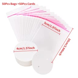 50Pcs Kraft Paper Card with 50Pcs Self-Adhesive Bags Blank Cardboard Holder Tags For Long Drop Earring Jewelry Display Packaging