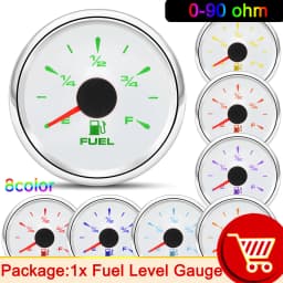 0-90ohm 52mm Fuel Level Gauge 8 Color BackLight for Oil Tank Level Float Sensor 0-90 ohm Car Boat Marine Yacht 12V