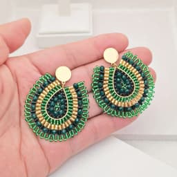 Rice bead earrings Water drop Originality Colour Crystal Design Hand knitting Bohemia Alloy Fashion Simple Beaded earrings