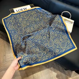 Luxury Brand Paisley Houndstooth Printed Square Scarf Soft Satin Thin Smooth Neck Scarf Sunscreen Headscarf For Women Head Wrap