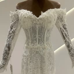 SL-9575 SuLi Customized Off the Shoulder Sleeve Mermaid Wedding Dress Detachable Skirt Lace Beading Bridal Gown