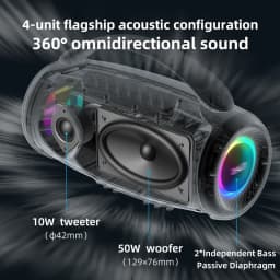 us_zealot_p12 Speaker 60W Portable Bluetooth Speaker with IPX6 Waterproof, Comfortable handle,Controllable lighting,TWS,AUX