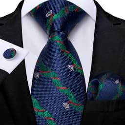 Blue Green Christmas Men tie Set with Handkerchief Cufflinks Wedding Prom Groom Accessories Perfect Gift for Men