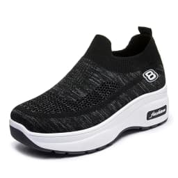 Women's Platform Sneaker 2026 Spring Breathable Mesh Slip-On Casual Workout Shoes Cushioned Sole Athletic Inspired Heels Comfort
