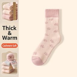 Winter Thicken Fleece-lined Plush Socks for Women Terry Long Sock Cold-resistant Warm Mid-calf Socks Pink Girl Thermal Footwear
