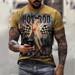 New Arrives Men's Tshirt Lemans Car Vintage Pattern T shirts Summer Oversized Casual Tees Mens Short Sleeve Tops Men Clothing