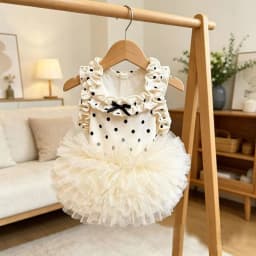 lightweight Thin Pet Dog Summer Dress Polka Dot Ruffle Sling Tulle Tutu Skirt Breathable Puppy Clothes For Daily Walking Wear