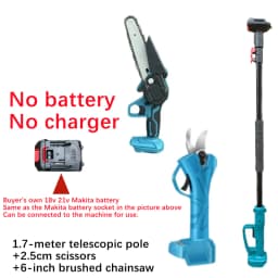 6-Inch Electric Chain Saw, 2.5cm Electric Pruning Shears, 1.7m Telescopic Extension Rod Asta Telescopica Per Potatura A Batteria