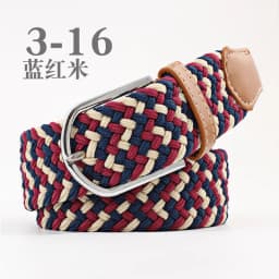 3.3x107cm Solid Color Elastic Braided Belt Casual Men's Women's Belt Stretch Canvas Pin Buckle Waistband