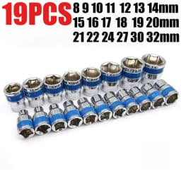 1/2Inch Blue Drive Short Hex Sockets for Nut Removal 8-32mm Socket Spanner, CR-V Steel Socket Set For 1/2 Socket Set
