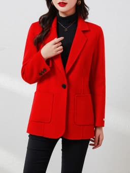 Women's Suit Collar Double-sided Cashmere Wool Coat 2024 Fall Winter Chic Ladies Single Button Loose 100% Woolen Blazer Jackets