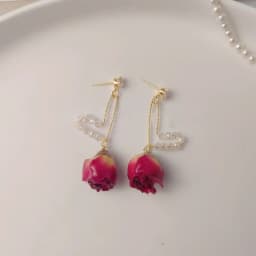 Unique Red Rose Earrings Epoxy Resin Natural Rose Flower Earrings Elegant Immortal Rose Drop Earrings Wholesale Custom Packaging