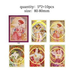 10 pcs/lot Mucha theme Stickers Diy Decorative Scrapbooking Diary Stick Labels Album hand made Collage material