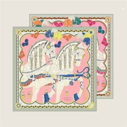 POBING Hand Rolled Twill Silk Scarf Women Two Horse Double Print Square Scarves Wraps Echarpes Foulards Femme Hijab 90CM