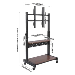 Mobile TV Stand for 43-86'' TVs Tilt TV Cart Holds up to 220.46lb Portable Adjustable Stand with Storage Shelf Rolling Floor