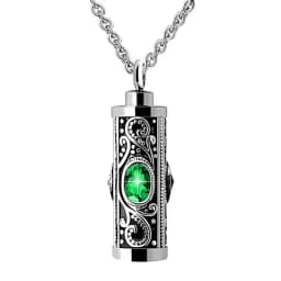 Crystal Cremation Urn Necklace for Ashes Keepsake Cremation Jewelry for Human Ashes Stainless Steel Memorial Pendant with Flower