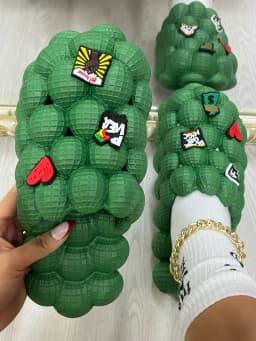2025 Summer New Bubble Slippers Women Toe-covered Massage Sandals Creative Peanut Shoes Herringbone Slippers Beach Flip Flops