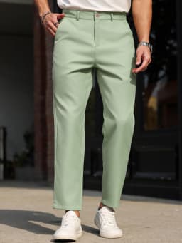 Men's Slim Fit Straight Leg Multicolor Solid Color Casual Pants Versatile All Seasons Fashionable Comfortable Daily Wear