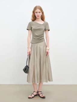 ZIQIAO Split Cut Design Trapeze Dress for Petite Women 2025 Summer New Arrival Elegant Style Mid-Length Half-Skirt 25ZQ92403