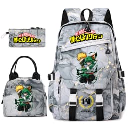 My Hero Academia Anime Print School Backpack Set for Girls Casual Lightweight Student Bookbag with Lunch Bag Pencil Case