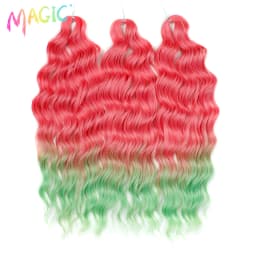 Magic 24Inch 3PCS Loose Wave Synthetic Crochet Hair Bundles Copper Red Heat Resistant Hair Extensions For Women Braiding Styling