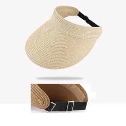 Women Ponytail Straw Sun Hat Wide Brim Visor Summer Adjustable Cap Sun Beach Foldable Hats