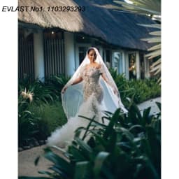 EVLAST Customized 2025 Mermaid Ruffles Wedding Dress Applique Beading Vestido De Novia Layered Bridal Gown Robe De Mariee TMD47