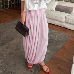 Linad Elegant Chiffon Blue Split Long Skirts Woman Casual Elastic Waist Straight Skirt Female Fall Street Chic Loose Skirts 2025