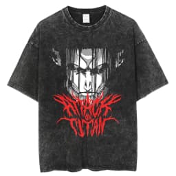 2026 Anime Attack on Titan Eren Jaeger Printed T-shirt Men's and Women's Washed T-shirt High Quality Vintage Cotton T-shirt Top