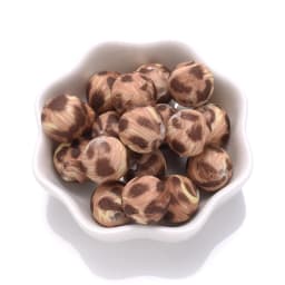10Pcs 15mm Colorful Print Leopard Pattern Silicone Beads Ball Shape Teething Jewelry Beads For Teether Pacifier Chain Necklace