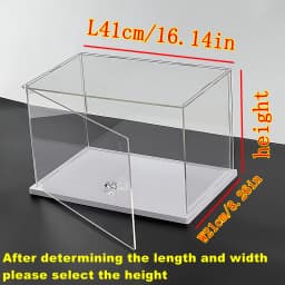 1pc Clear Acrylic Display Case,Display Box Stand with White Base,with Door, Dustproof Protection Showcase for Collectibles