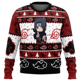 Naruto Akatsuki Uchiha Itachi 2026 New Christmas Style Anime Movie Crew Ugly Christmas Hoodie Cosplay Costume Men's and Women's