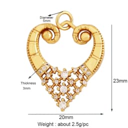 New in Sacred Red Heart Charm Victorian Love Zircon Charm Pendant,Fashion Wing 18K Gold Plated for Jewelry Making Supplies P04