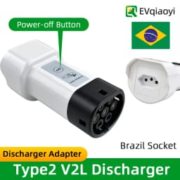 EVqiaoyi Type2 V2L Discharger with Power-Off Button 16A MG BYD Vehicle-to-Load Plug for Brazilian New Energy Vehicles